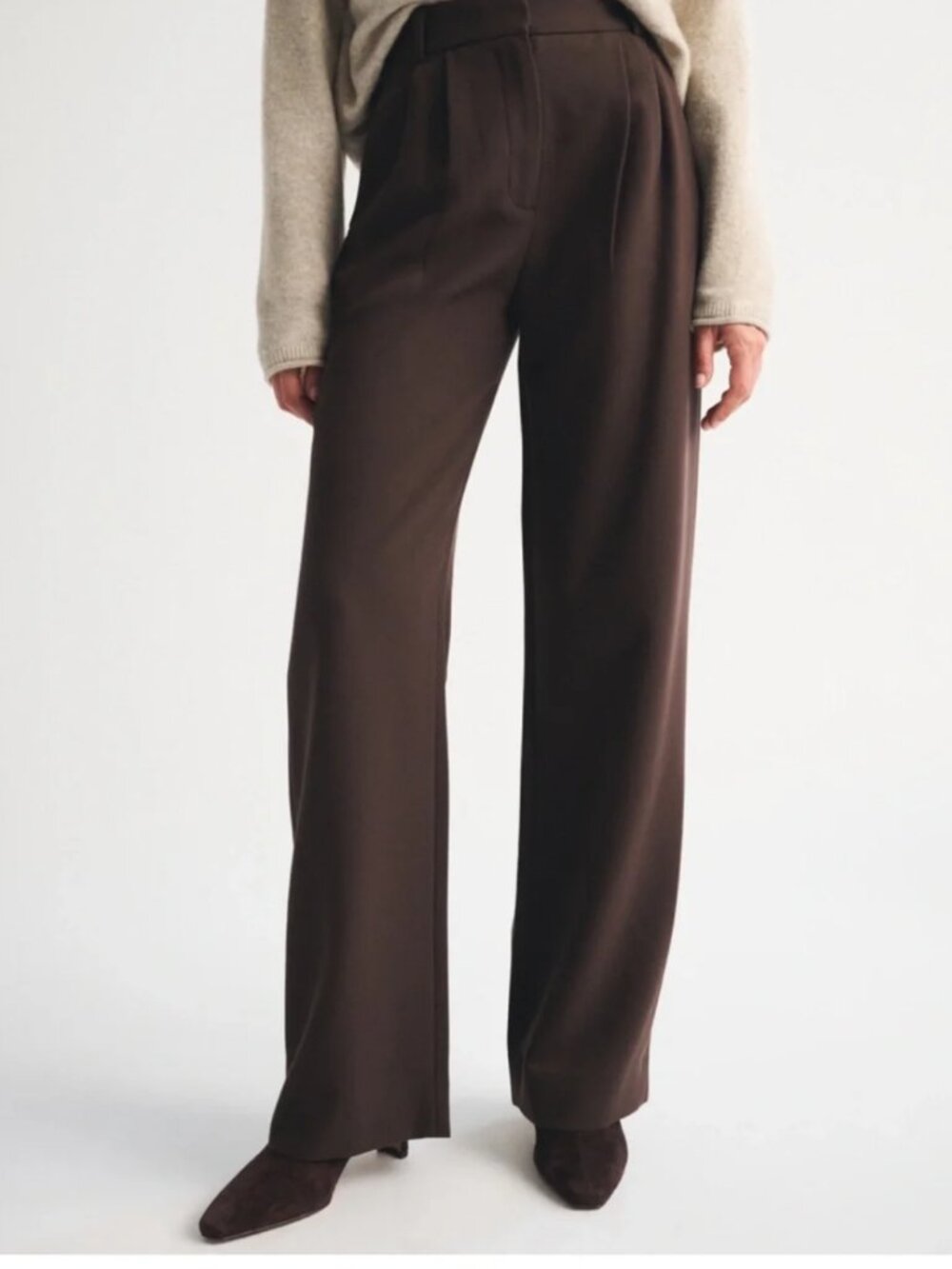 Abercrombie & Fitch Sloane Brown High-Rise Wide-Leg Trousers Size 30 Long NEW